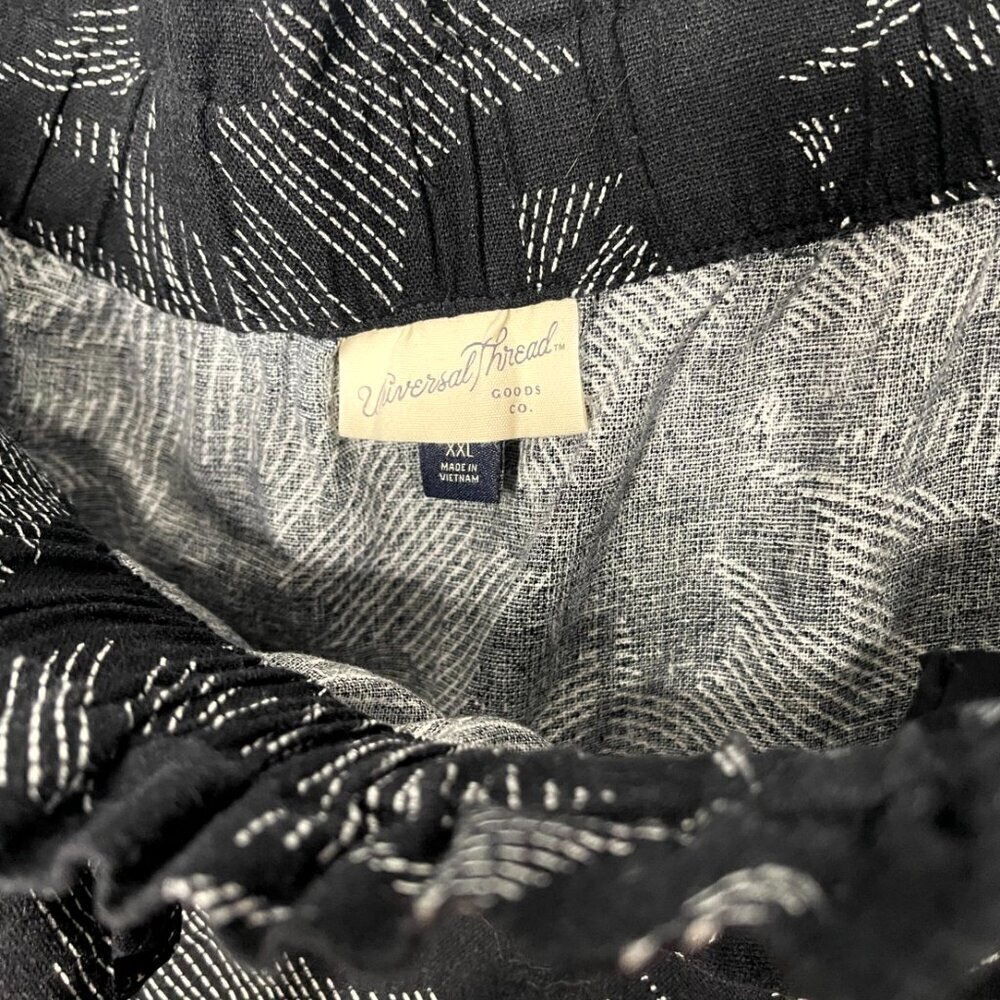 Universal Thread Tie Waist Button Front Black White Floral Midi Skirt XXL #32 - Picture 7 of 8